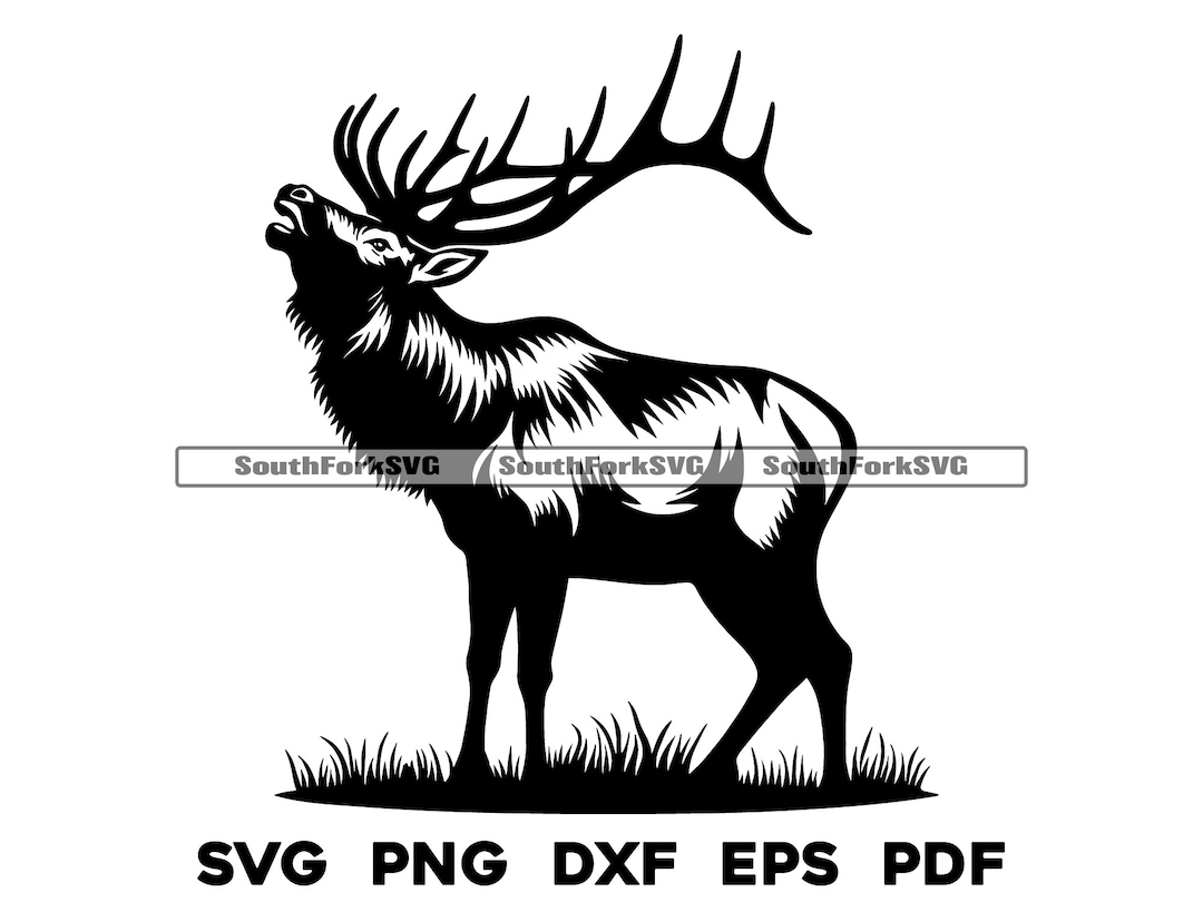 Elk Bugle Design Svg Png Dxf Eps Pdf Vector Graphic Cut File Laser Clip