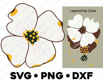 ハナミズキの花 SVG PNG DXF レイヤー別 カラーカットファイル
