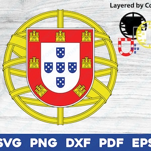 Portugal National Country Flag Crest svg png dxf pdf eps layered by color vector graphic design digital file world travel Europe