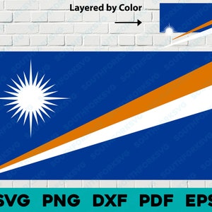 Marshalleilanden nationale land vlag svg png dxf eps pdf gelaagd op kleur vector grafisch ontwerp digitaal bestand Stille Oceaan wereldreizen