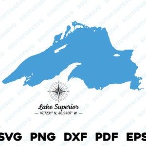 Lago Superior Minnesota Mapa Forma Contorno Silueta svg png dxf pdf eps vector diseño gráfico corte grabado imagen láser barco lago casa