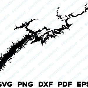 Cherokee Stausee Lake Tennessee Map Form Silhouette svg png dxf pdf eps Vektorgrafik Schnitt Gravur Laser-Datei Bild Seehaus