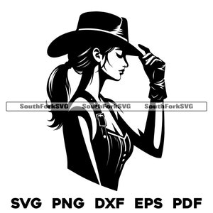 Vaquera Perfil Diseño svg png dxf eps pdf / grabado láser corte archivos de impresión vector gráfico clip art descarga digital instantánea uso comercial
