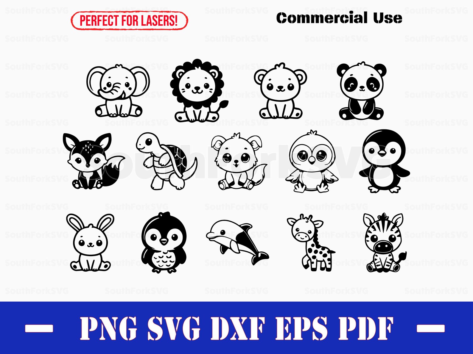 Cute Baby Animal Bundle Svg Png Dxf Eps Pdf | Transparent Vector ...