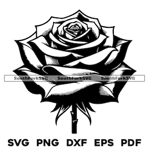 Single Rose Blumen Design | svg png dxf eps pdf | Vektorgrafik Datei Laser Clip Art schneiden | sofortiger digitaler Download kommerzielle Nutzung