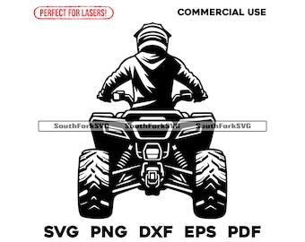 May include: Black and white illustration of a person wearing a helmet and riding an ATV. The ATV has a large front tire and a smaller rear tire.
