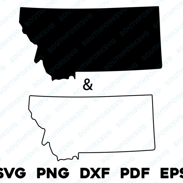 Simple Montana State Silhouette & Outline Shapes svg png dxf pdf eps vector graphic design cut engraving laser file image  map America