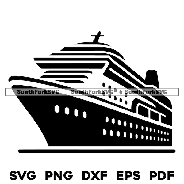 Cruise Ship Outline 2 svg png dxf eps pdf | vector graphic design cut print dye sub laser engrave cnc digital files commercial use