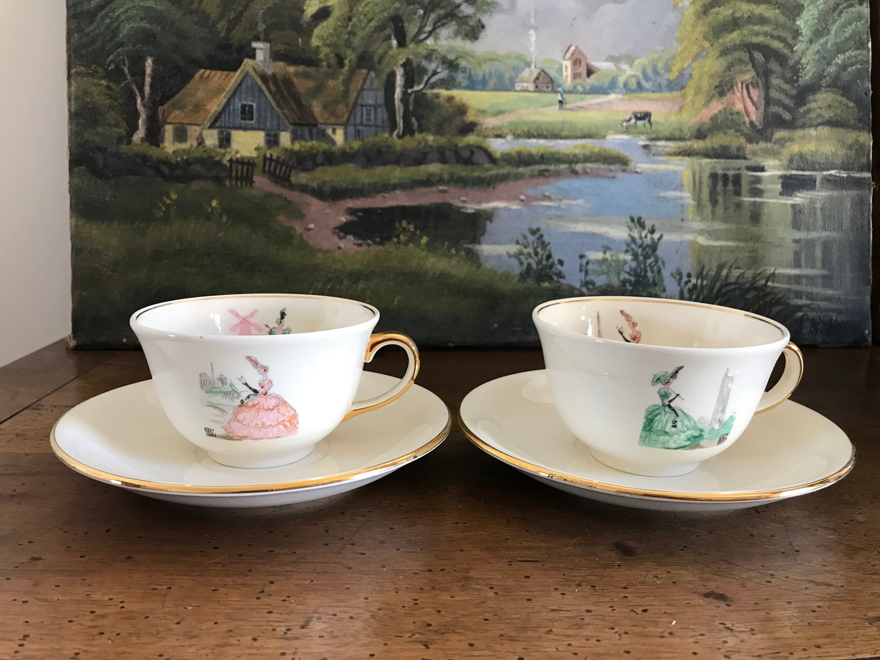 Paire de Faïence Breakfast, Villeroy & Boch Robj et Le Beuze Années 1950.