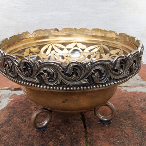 Vintage brass planter. Handmade flower pot. Handmade flower pot.