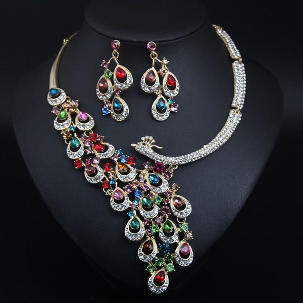 Peacock Jewelry Set Etsy