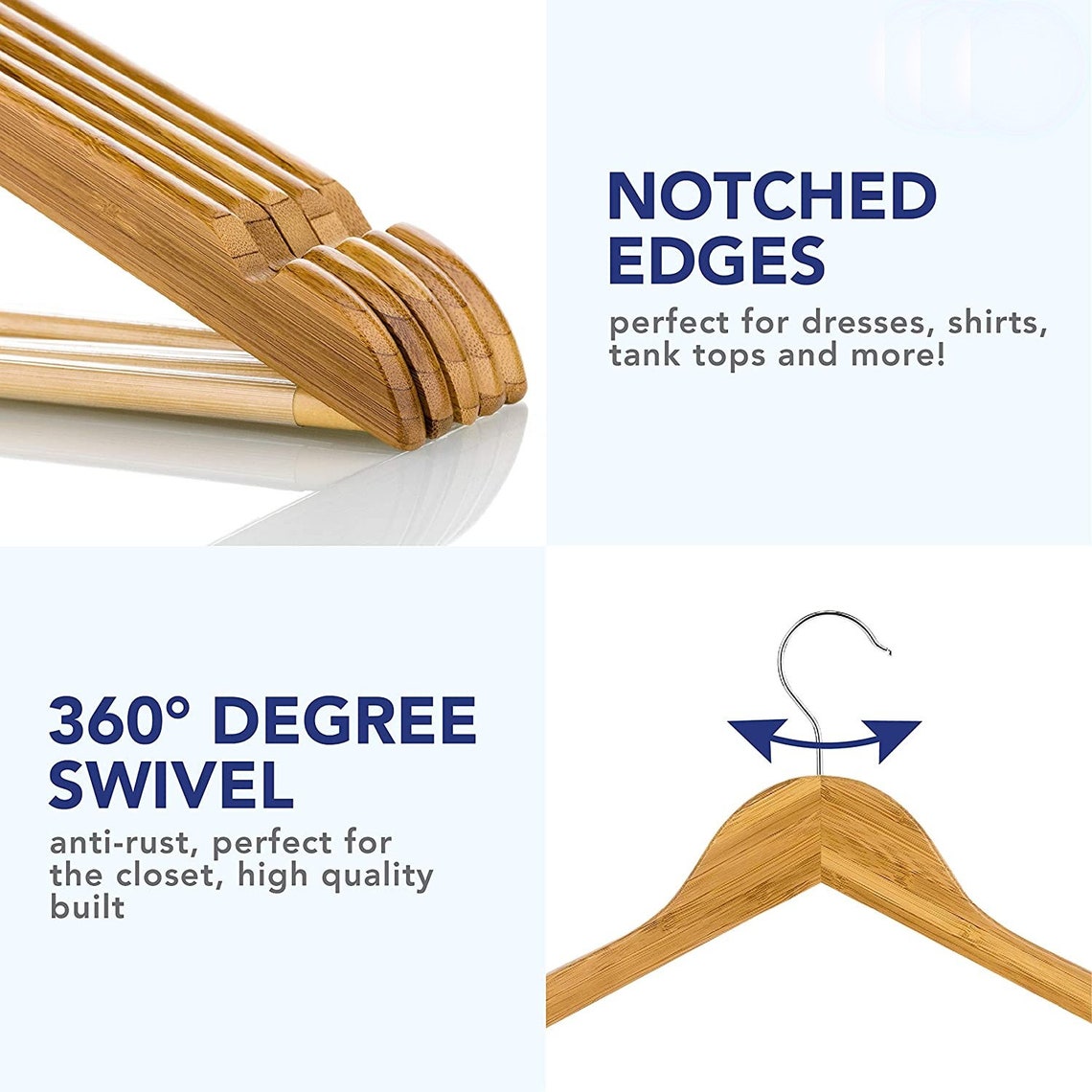 EcoFriendly Bamboo Wood Hangers Natural Finish 12pk Etsy