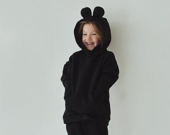 Kids Tracksuit, Black Hoodie Trousers, Unisex Kids Clothes, Organic Kids Clothes, Baby Girl Clothes, Baby Boy Clothes, Kids Clothing Set