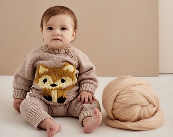 Baby Knitwear, Fox Outfit, Knitted Baby Fox Jumper, Toddler Clothes, Unisex Baby Clothes, Baby Gift, Baby Girl Knits, Baby Boy Knits