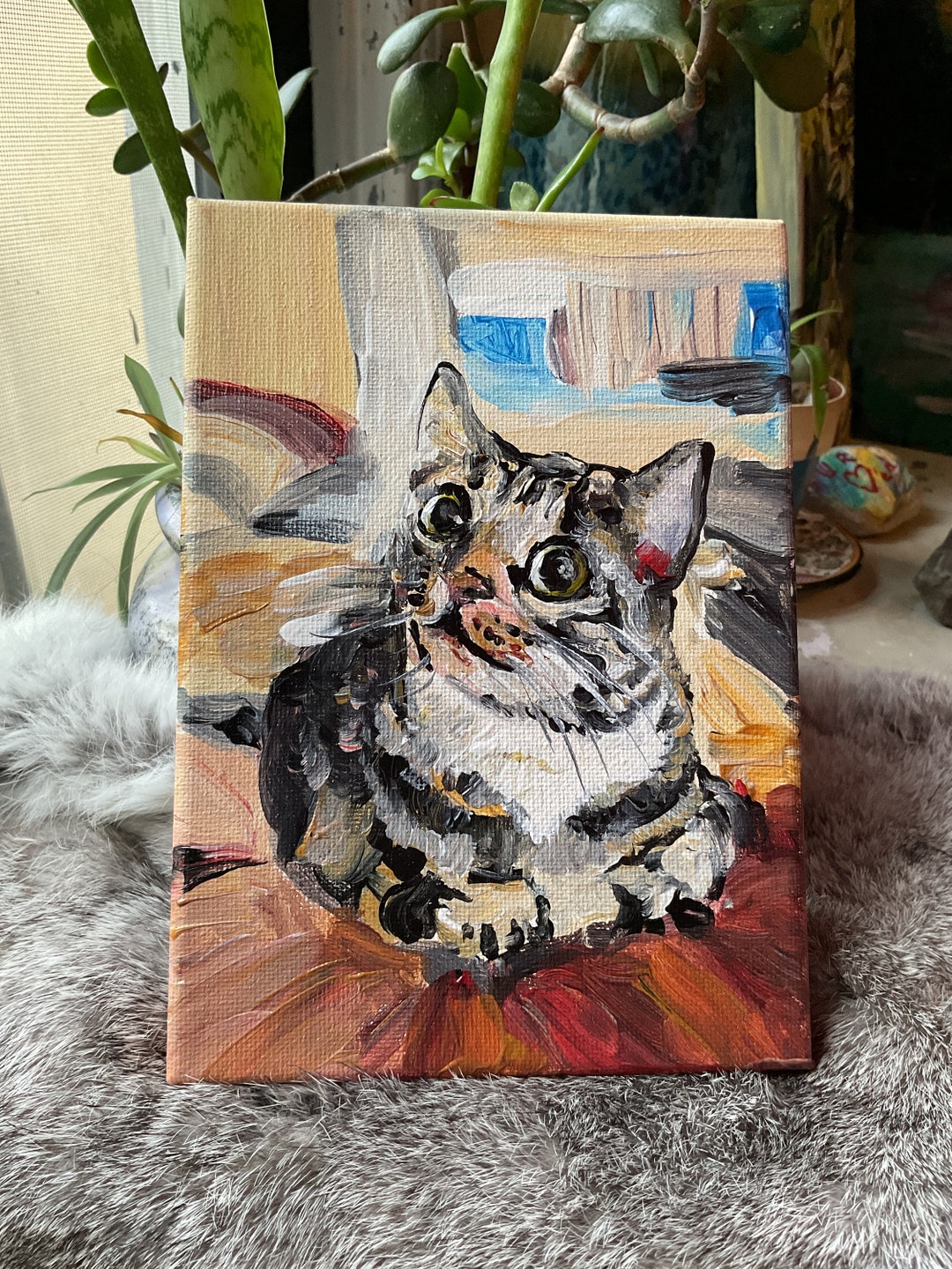 Super CUTE Original Acrylic Painting wow Meow Etsy