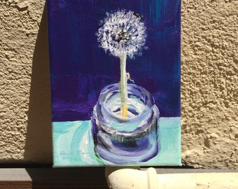 Dandelion, Small Original Acrylic Painting