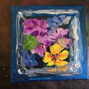 Flowers Floating In Water, Original Acrylic Painting