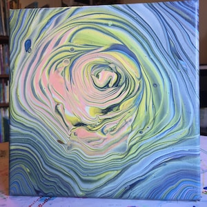 Original Acrylic Pour Painting, “Candy Flower”