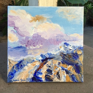 Landscape Study, Snowy Mountain, Original Acrylic Painting