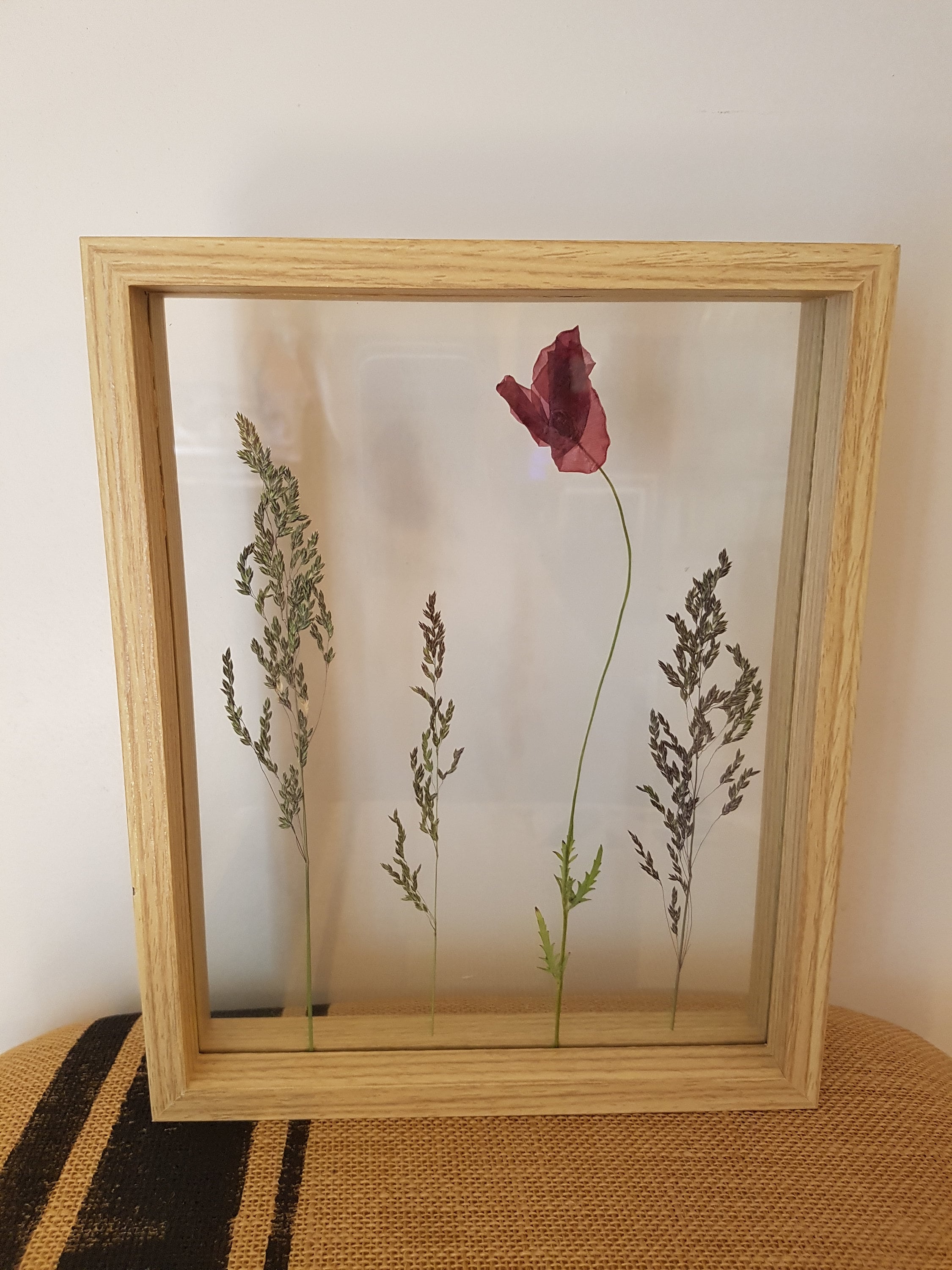 Dried flower under glass. Wood effect table Etsy