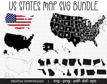 United States Map Svg Usa Map Svg Files Usa Map Bundle Svg 50 States Svg Bundle Etsy Australia