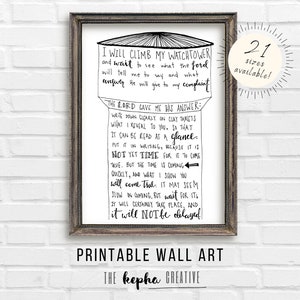 I Will Climb My Watchtower Instant Printable | Habakkuk 2:1-3 | Digital Download | Scripture Wall Art | Bible Verse | Christian Calligraphy