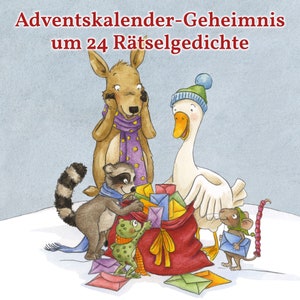 Rätsel-Adventskalender für Kinder ab 6 Jahren um 24 Weihnachtswünsche von Waldtieren, mit ausklappbarem Wald-Panorama (59 x 21 cm), Wichteln