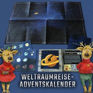 Abenteuer Adventskalender Weltraum für Kinder ab 8 Jahren mit 24 kleinen Geschichten und großer Übersichtskarte, Weihnachten Advent kreativ