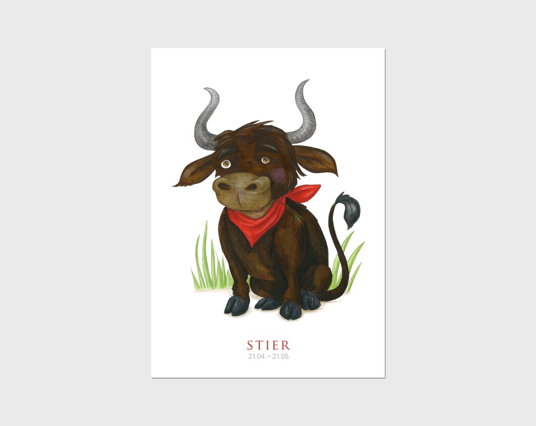 Sternzeichen Postkarte Stier Geburtstag Geburt A6 400g Etsy.de