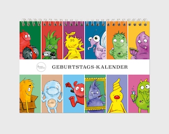 Perpetual calendar for children, A5 transverse, desk calendar, birthday calendar, colorful, climate-neutral printing