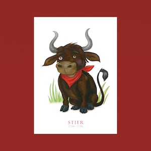 Stier Sternzeichen Postkarte, Geburtstag, Geburt, A6, 400g Papier, nachhaltiger Druck