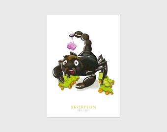 Zodiac Sign Postcard Scorpio, Birthday, Birth, A6, 400g Paper, Sustainable Printing