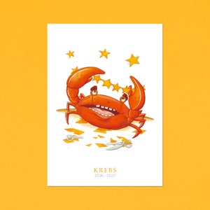 Krebs Sternzeichen Postkarte, Geburtstag, Geburt, A6, 400g Papier, nachhaltiger Druck