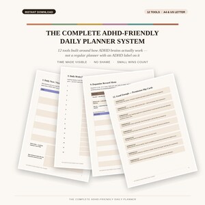 ADHD Planner Printable | Executive Function Daily Planner Brain Dump Task Breakdown | Bare Minimum Tracker | Instant Download PDF