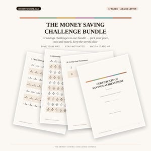 Money Saving Challenge Bundle | 10 Challenges 52 Week Biweekly 100 Envelope 5USD Challenge | Savings Tracker Print | Instant Download PDF