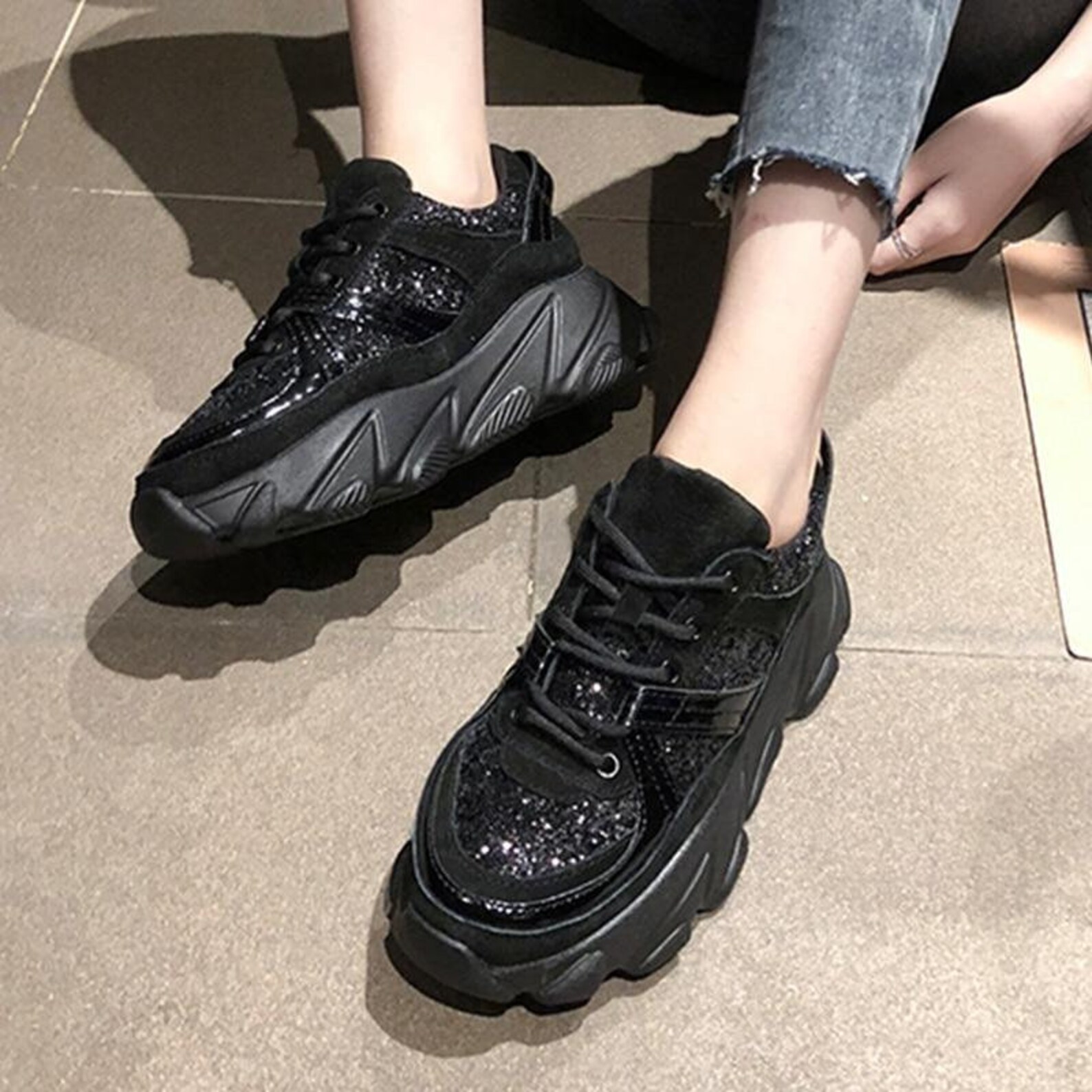 chunky wedge trainers