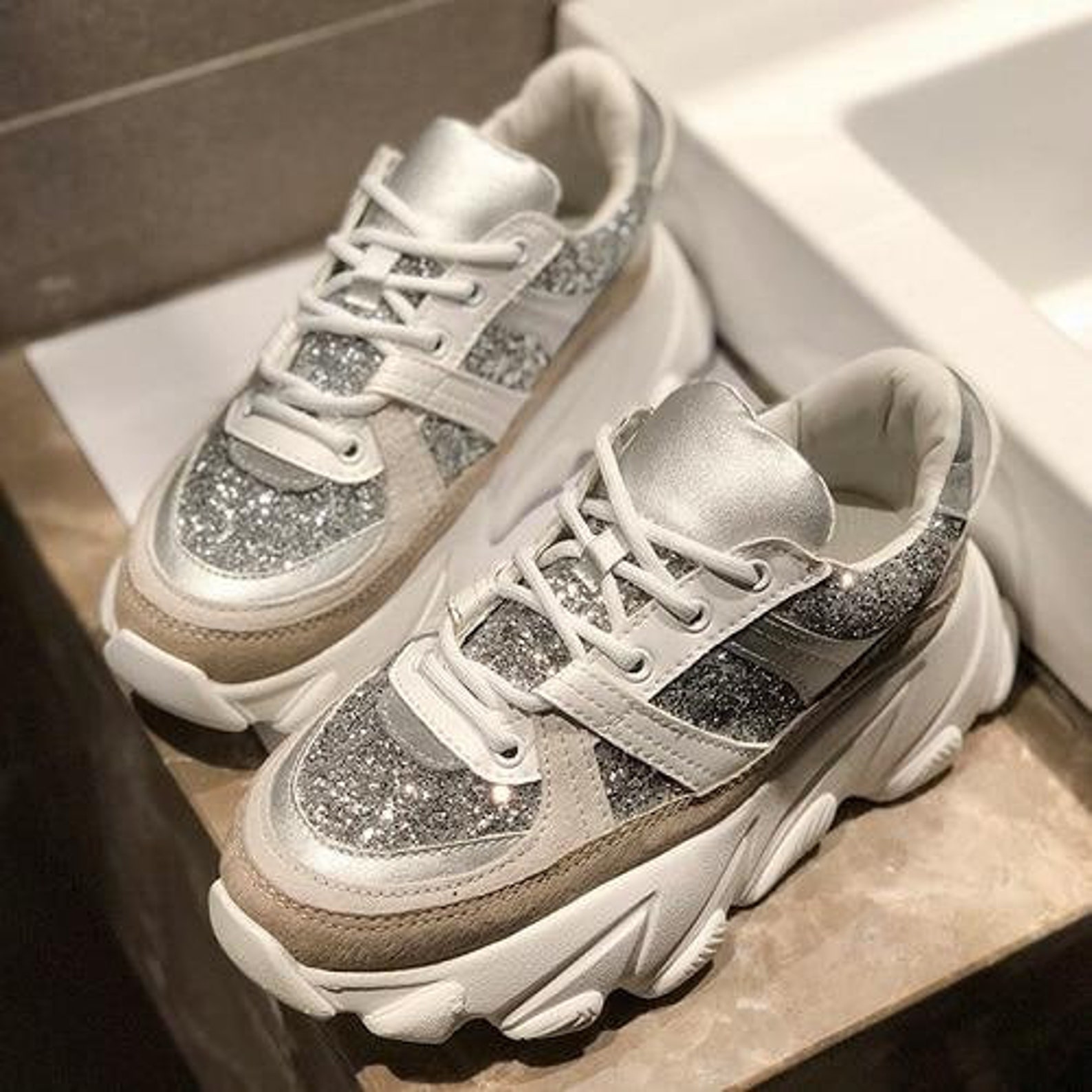 chunky wedge trainers