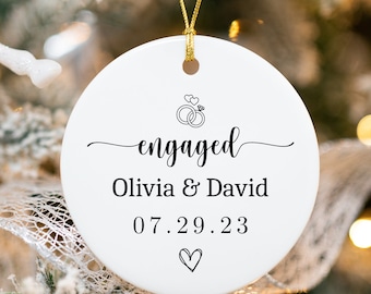 Engaged Ornament,Personalized Engaged Ornament, Engagement Gifts For Couple, Engagement Ornament 2023, Engagement Christmas Ornament