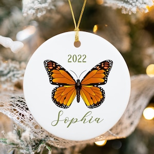 Monarch Butterfly Ornament, Custom Christmas Ornament, Butterfly Ornament, Gift for her Christmas Gift, Butterfly Lover&#39;s Gift