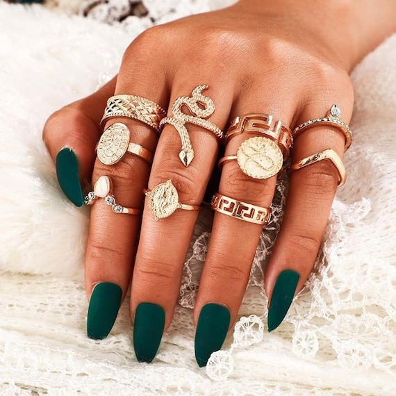 BRONZE & GOLD RING SET | Ring sets boho, Gold ring sets, Womens jewelry  rings