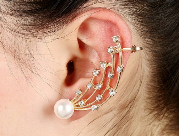 Crystal Rhinestone Clip on Ear Cuff Wrap