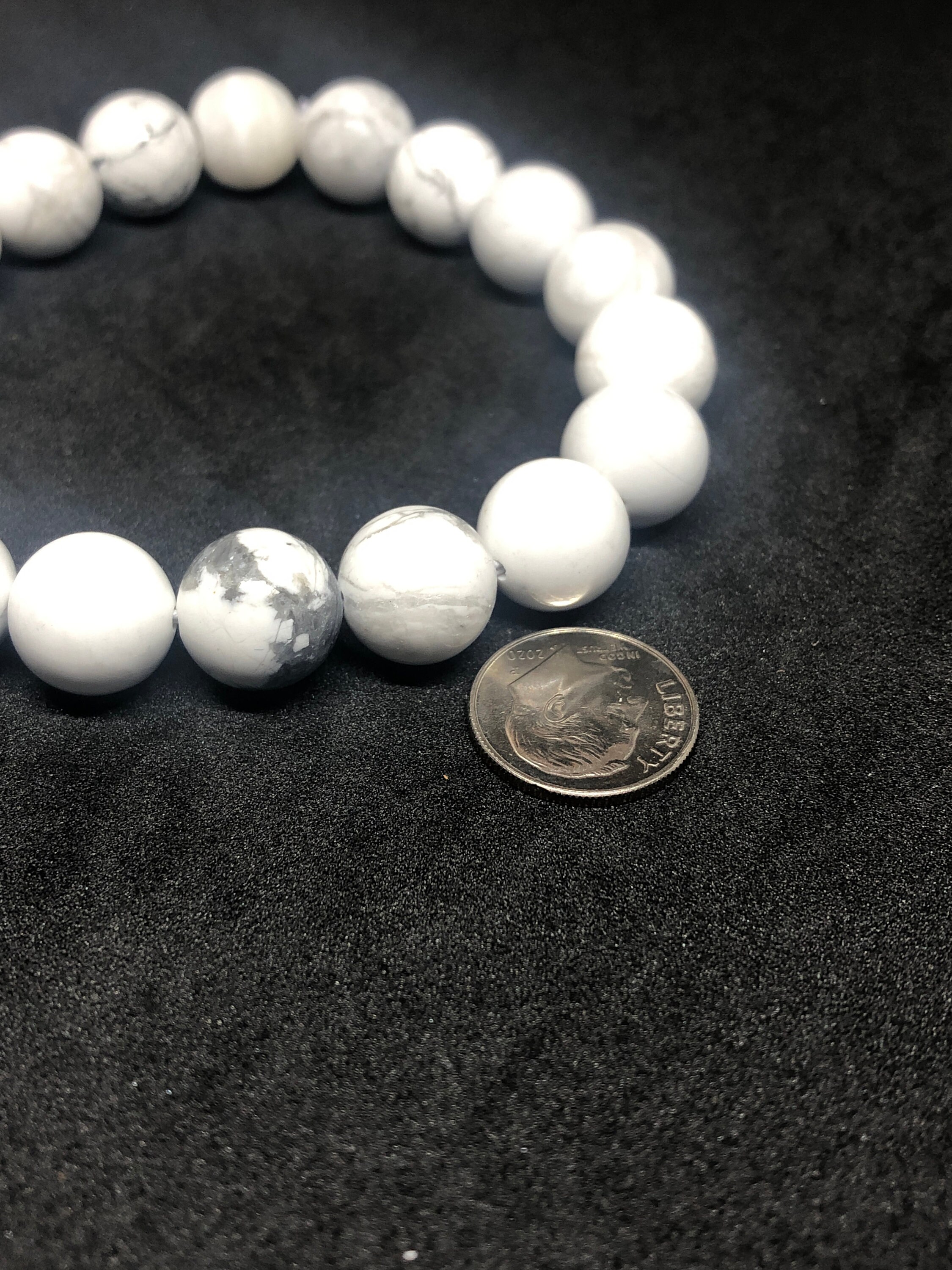 White Marble Large Bead Mens Bracelet Etsy