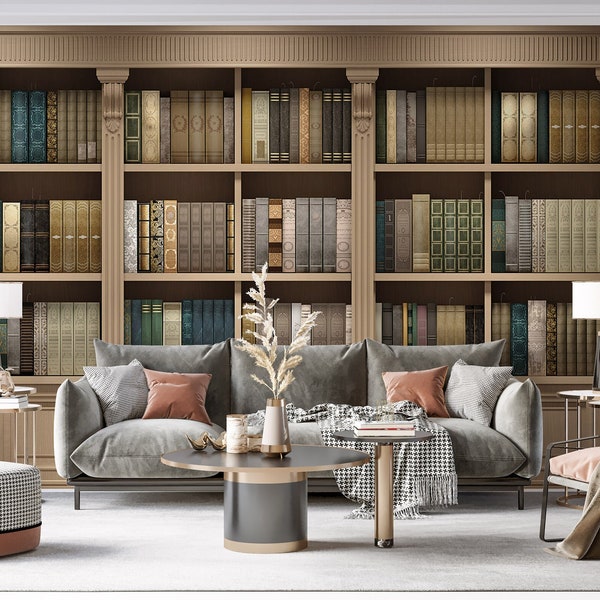 Library Wallpaper - Etsy