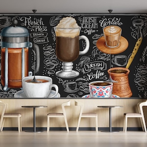 Carta da parati per bar, murale da parete staccabile e adesiva in stile francese, carta da parati per bar, poster da parete per ristoranti, murale da parete per bar e bistrot