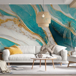 Luxury Modern Marble Pattern Gold Look Wallpapers, Marble Design Peel And Stick Wall Mural, Bathroom Marble Wallpaper, Ink Design Wall Mural
