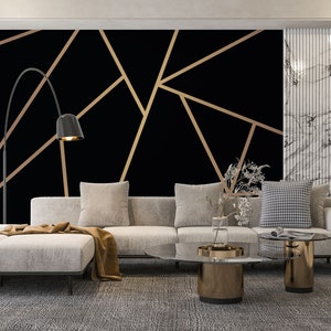 Dark Colors Geometric Pattern Wallpaper, Abstract Line Peel And Stick Wall Mural, Office Mural, Geometric Shape Removable Renters Wallpaper