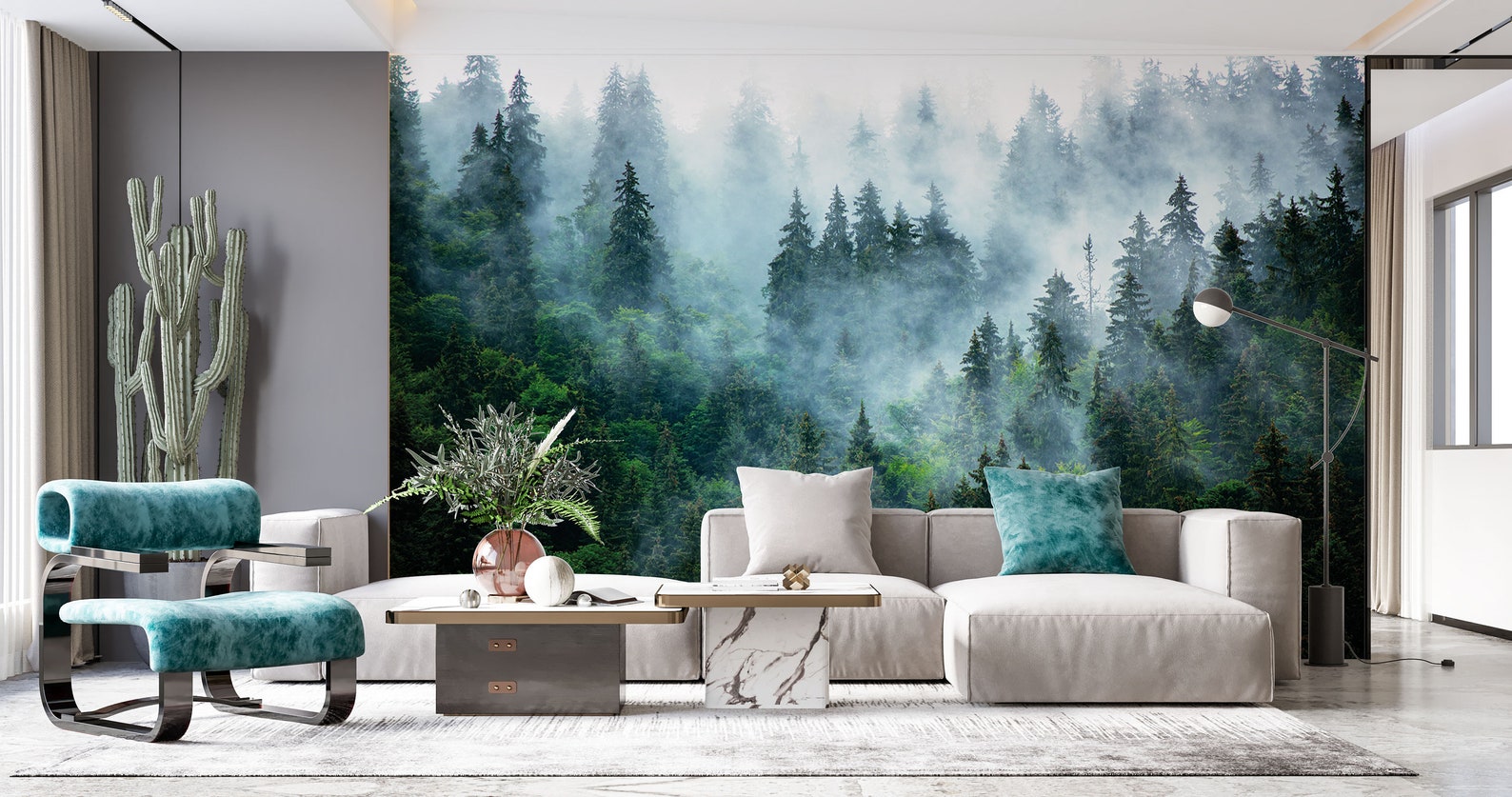 Forest Wallpaper Peel and Stick Self Adhesive Foggy Forest - Etsy