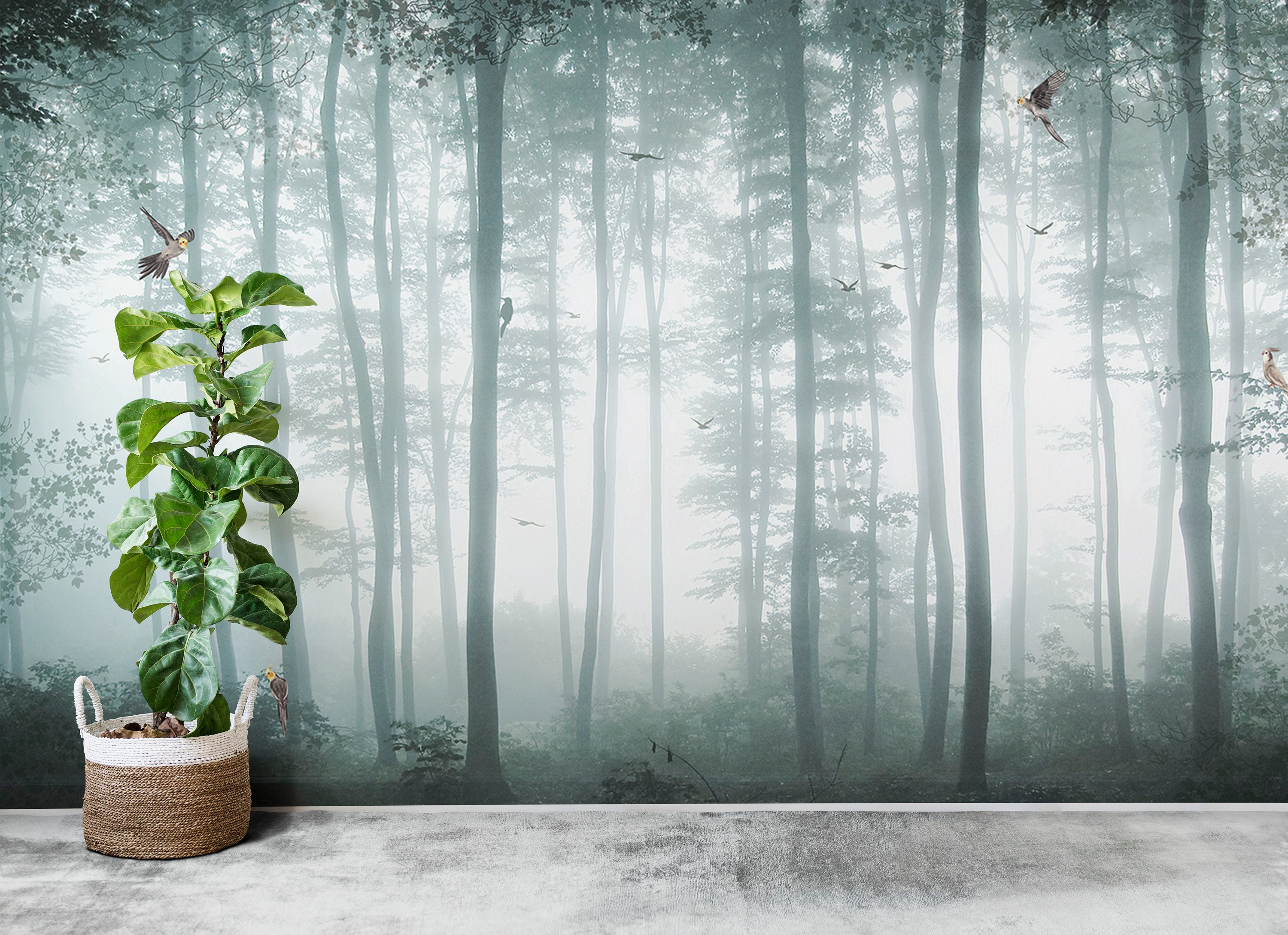 Customizable Mystical Forest Wall Poster Foggy Forest Living Etsy