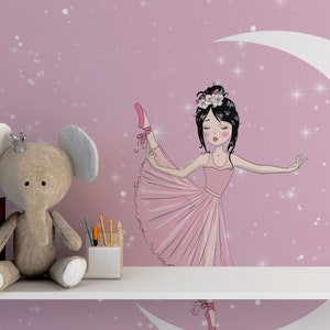 Unicorn and Ballerina Kids Wallpaper European Style Forest - Etsy