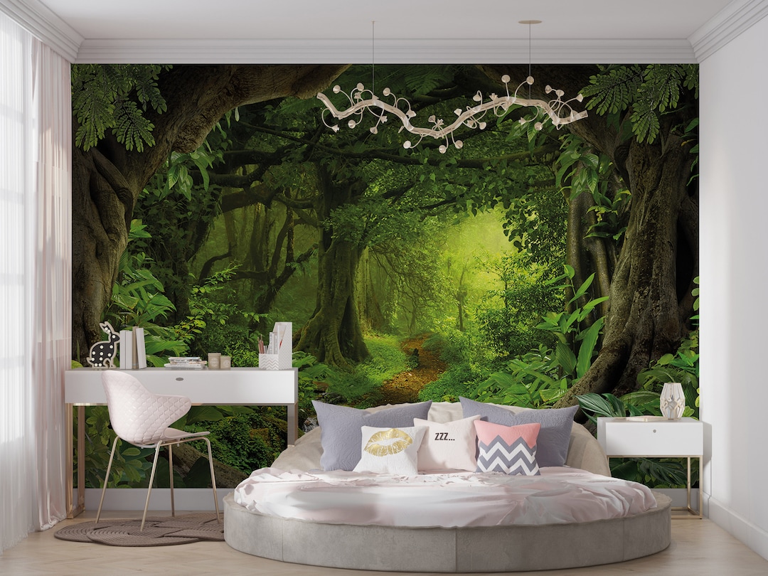 Forest Landscape Wall Mural, Nature Forest Peel Stick Wallpaper Mural ...